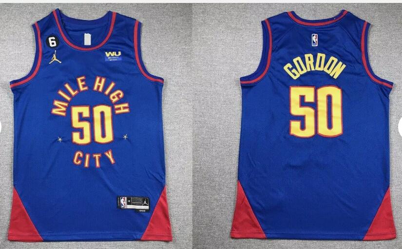 Men Denver Nuggets #50 Aaron Gordon  High City Player  Jumpman blue NBA 2024 Jersey